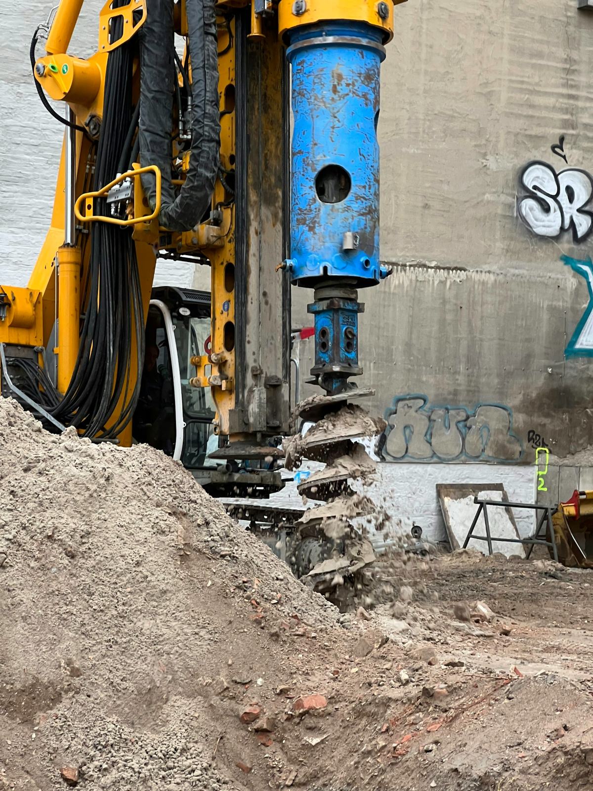 Piling rig drilling for foundations