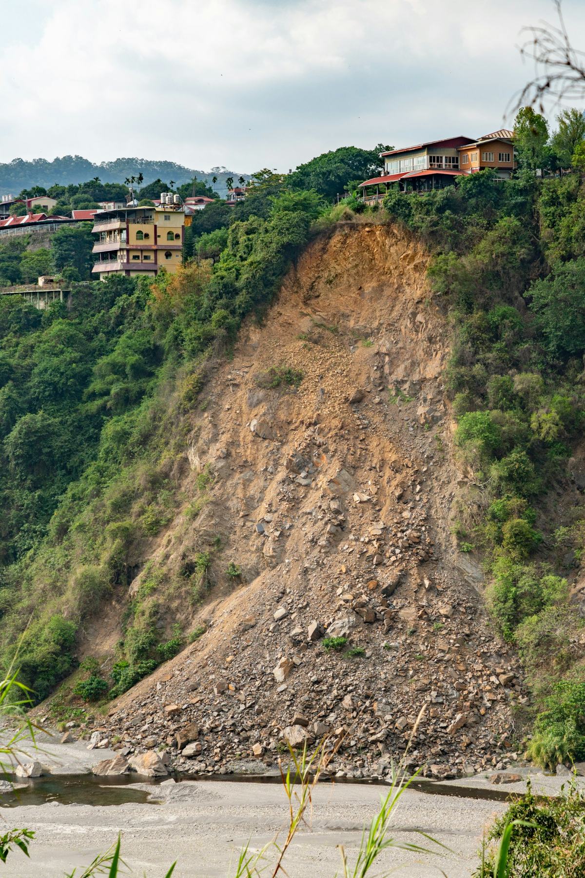 Landslide scar on a hillside